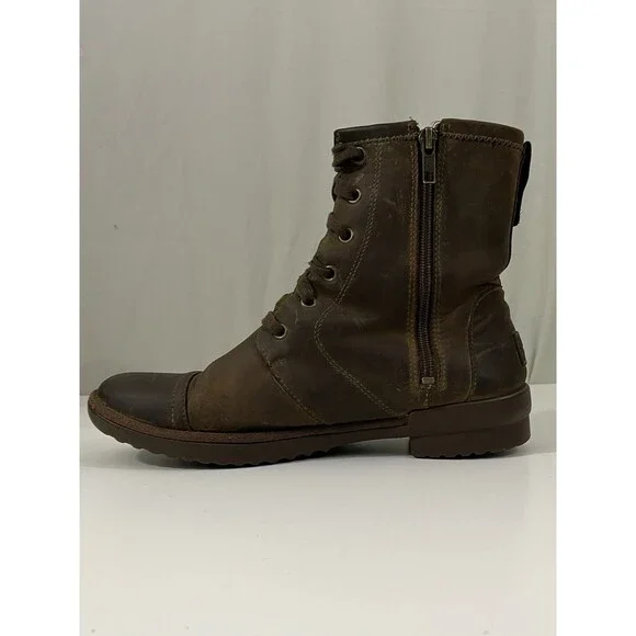 UGG Ashbury Boots Women's 9 Brown Leather Waterproof Lace-Up Wool Lined Combat - Picture 6 of 12